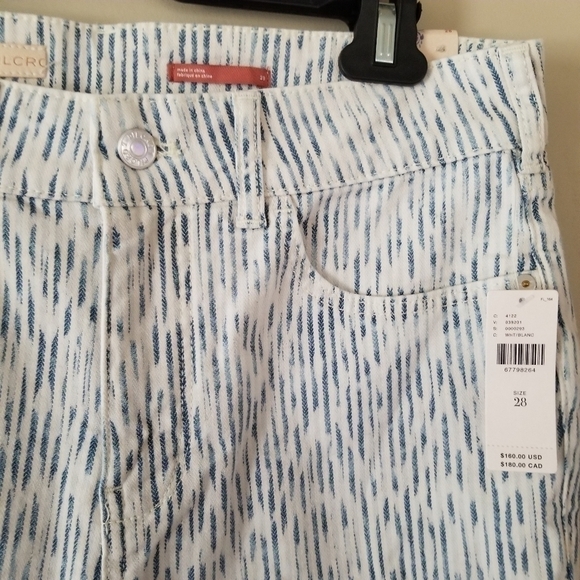 NWT Pilcro Anthropologie Relax Bootcut White Blue Striated Denim Jeans Mid-Rise - Picture 5 of 8